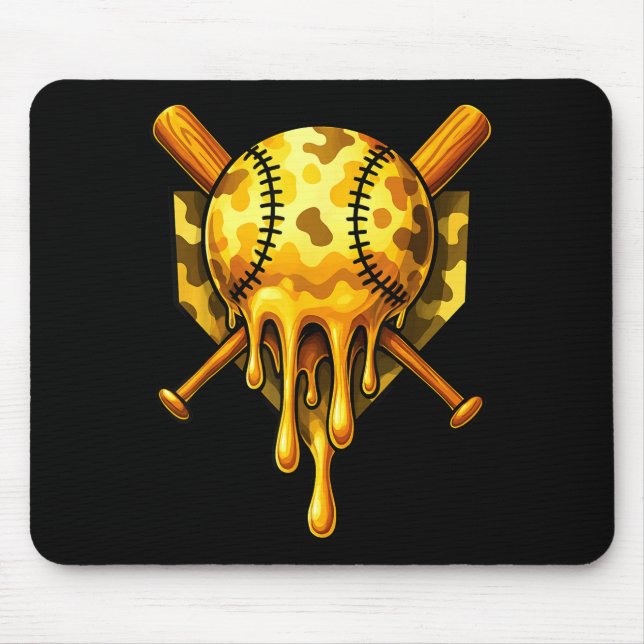 Baseball Drip Ice Cream Camo Cool Design  Mouse Mat (Front)