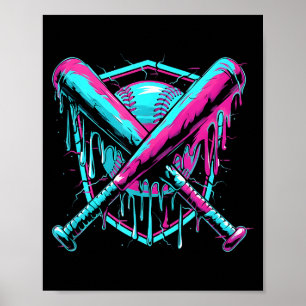 Baseball Drip Ice-cream Dripng Baseball Bat Var Wa Poster