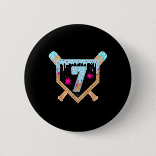 Baseball Drip Ice Cream Dripping 7 Year Old 7th Bi 6 Cm Round Badge