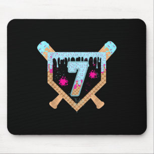 Baseball Drip Ice Cream Dripping 7 Year Old 7th Bi Mouse Mat