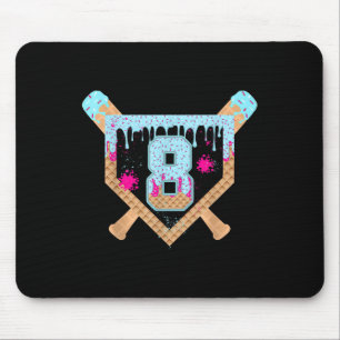 Baseball Drip Ice Cream Dripping 8 Year Old 8th Bi Mouse Mat