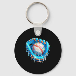 Baseball Drip Ice Cream Glove With Sprinkles Ball  Key Ring
