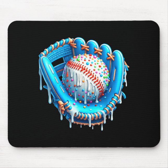 Baseball Drip Ice Cream Glove With Sprinkles Ball  Mouse Mat (Front)