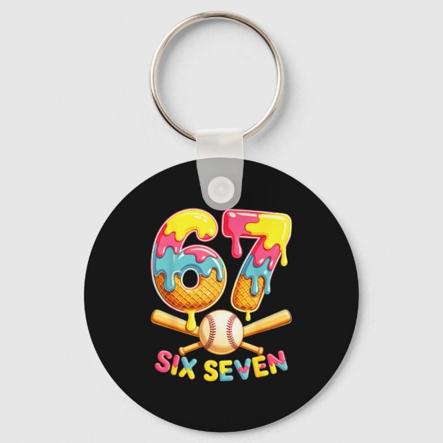 Baseball Drip Ice Cream Number 67 Player Lifestyle Key Ring (Front)
