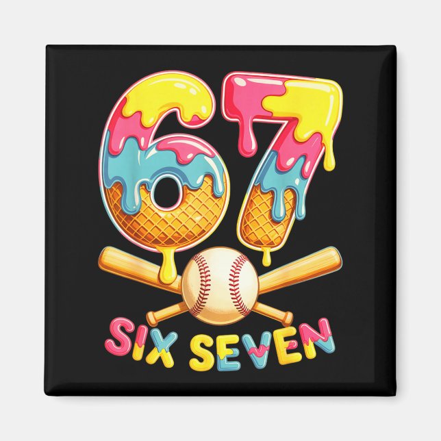 Baseball Drip Ice Cream Number 67 Player Lifestyle Magnet (Front)