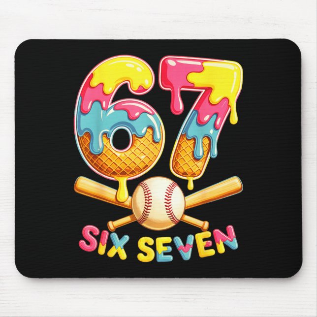 Baseball Drip Ice Cream Number 67 Player Lifestyle Mouse Mat (Front)