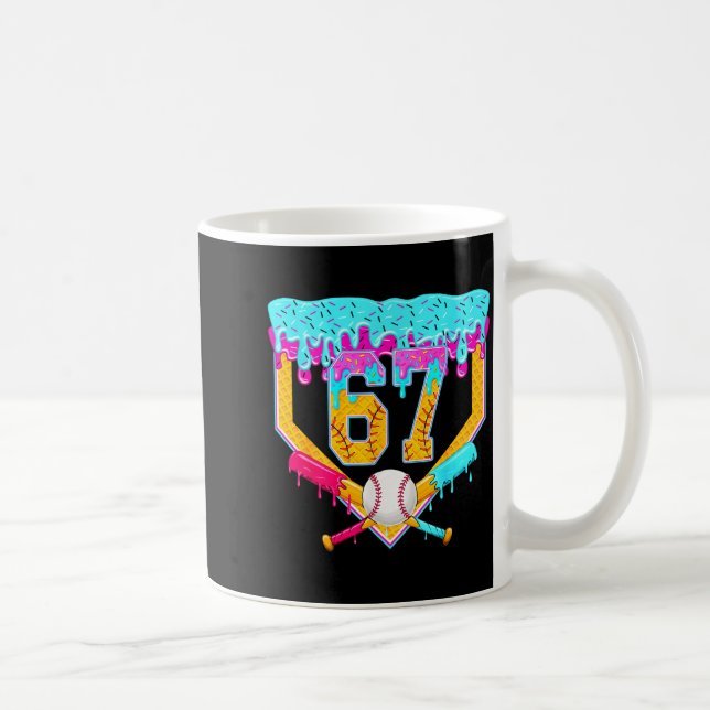 Baseball Drip Ice Cream Number 67 Player Or 67th B Coffee Mug (Right)