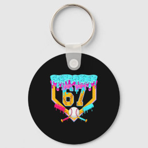 Baseball Drip Ice Cream Number 67 Player Or 67th B Key Ring