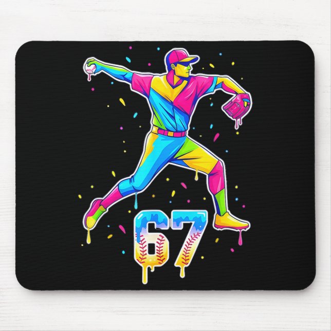 Baseball Drip Ice Cream Number 67 Player Or 67th B Mouse Mat (Front)