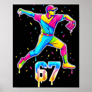 Baseball Drip Ice Cream Number 67 Player Or 67th B Poster