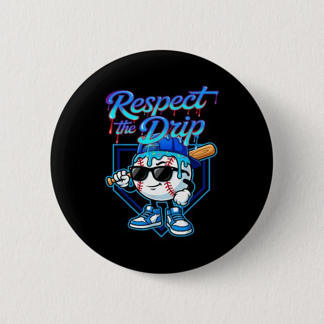 Baseball Drip Ice Cream Respect The Drip Home Plat 6 Cm Round Badge (Front)