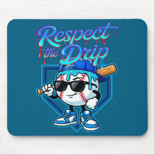 Baseball Drip Ice Cream Respect The Drip Home Plat Mouse Mat