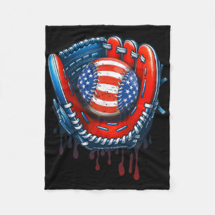 Baseball Drip Ice Cream Sprinkles 4th Of July Base Fleece Blanket