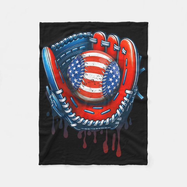 Baseball Drip Ice Cream Sprinkles 4th Of July Base Fleece Blanket (Front)