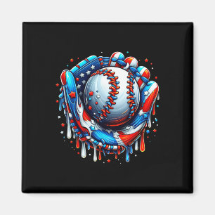 Baseball Drip Ice Cream Sprinkles Baseball Glove 4 Magnet