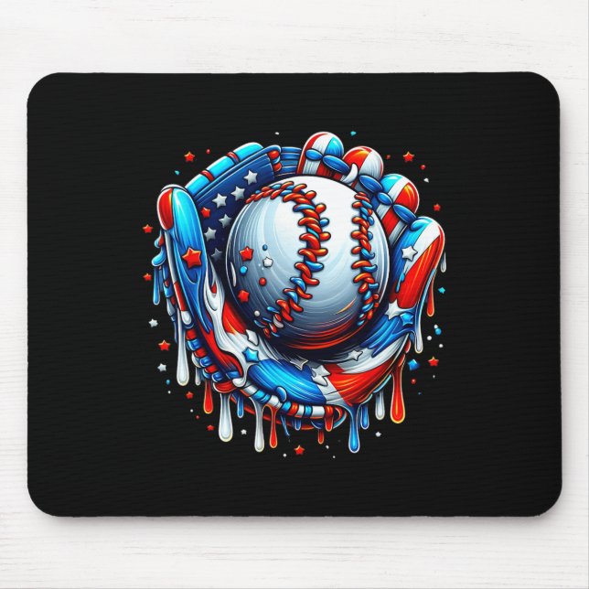 Baseball Drip Ice Cream Sprinkles Baseball Glove 4 Mouse Mat (Front)