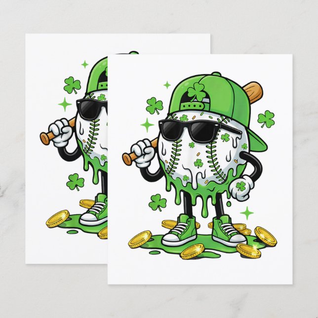 Baseball Drip Ice Cream St Patricks Day (Front/Back)