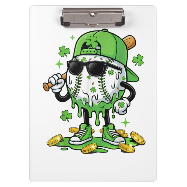 Baseball Drip Ice Cream St Patricks Day Clipboard (Front)