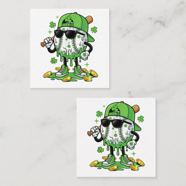 Baseball Drip Ice Cream St Patricks Day Enclosure Card (Front/Back)
