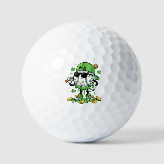 Baseball Drip Ice Cream St Patricks Day Golf Balls (Front)