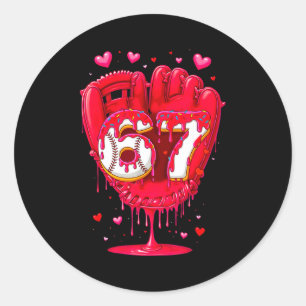 Baseball Drip Ice Cream Valentine Youth Boys Girls Classic Round Sticker