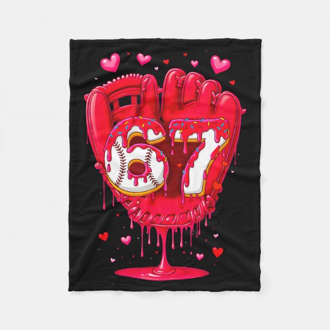 Baseball Drip Ice Cream Valentine Youth Boys Girls Fleece Blanket (Front)