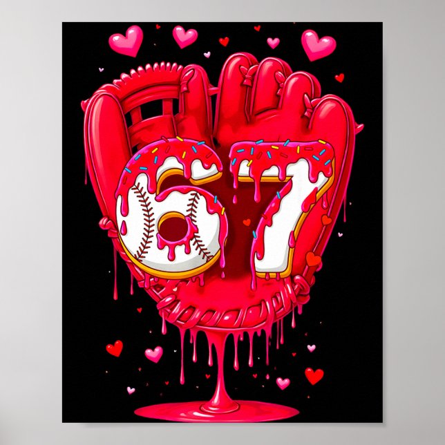 Baseball Drip Ice Cream Valentine Youth Boys Girls Poster (Front)
