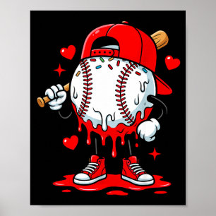 Baseball Drip Icecream Apparel Youth Boy Valentine Poster