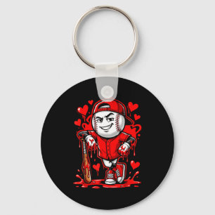 Baseball Drip Icecream Heart Red Valentine Day Boy Key Ring