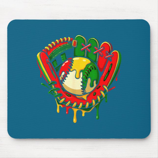 Baseball drip juneteenth black pride african mouse mat (Front)
