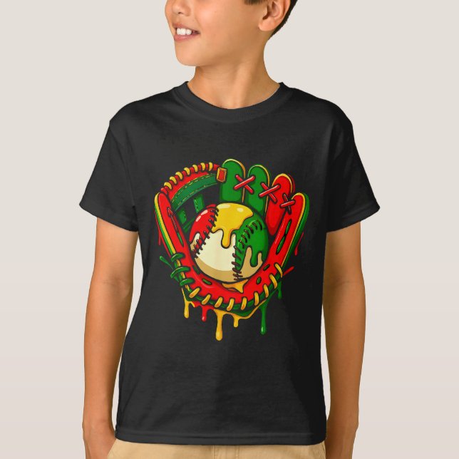 Baseball drip juneteenth black pride african T-Shirt (Front)
