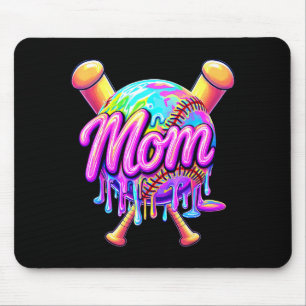 Baseball drip mom cute tie dye baseball women mouse mat