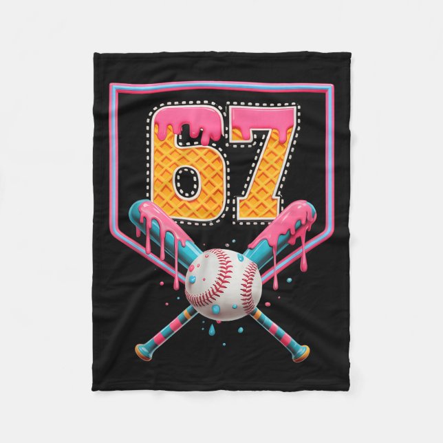 Baseball Drip Number 67 Fun Six Seven 6 7 Meme Des Fleece Blanket (Front)