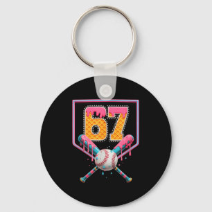 Baseball Drip Number 67 Fun Six Seven 6 7 Meme Des Key Ring