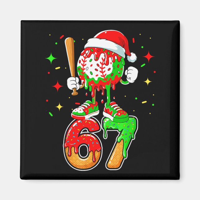 Baseball Drip Number 67 Meme Ice Cream Dripng Chri Magnet (Front)