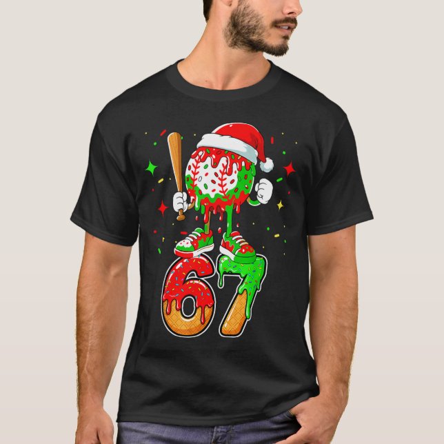 Baseball Drip Number 67 Meme Ice Cream Dripng Chri T-Shirt (Front)