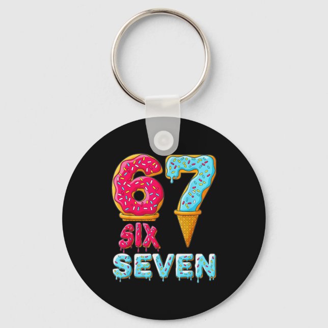 Baseball Drip Number 67 Player 67 Meme Ice Cream D Key Ring (Front)