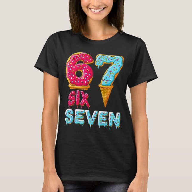 Baseball Drip Number 67 Player 67 Meme Ice Cream D T-Shirt (Front)