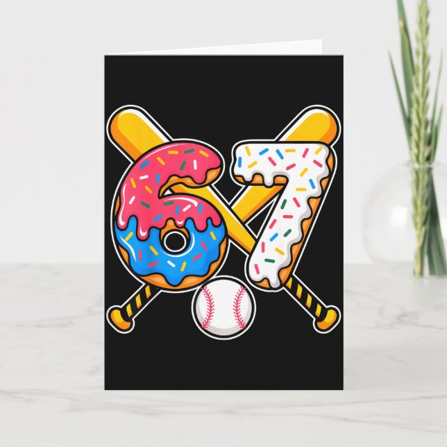 Baseball Drip Number 67 Player 67th Birthday Meme  Card (Front)
