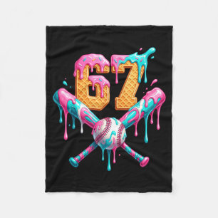 Baseball Drip Number 67 Player Fleece Blanket