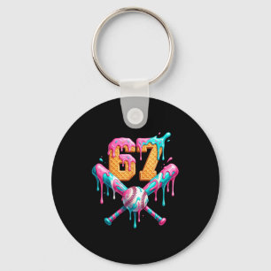 Baseball Drip Number 67 Player  Key Ring