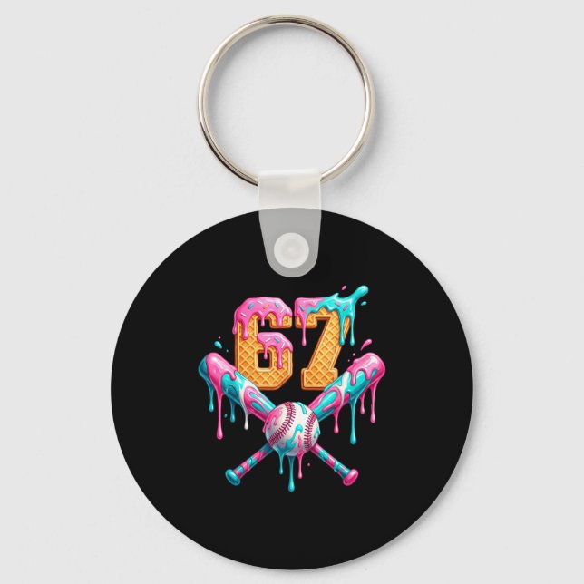 Baseball Drip Number 67 Player  Key Ring (Front)