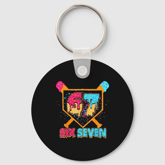 Baseball Drip Number 67 Player Or 67th Birthday Bo Key Ring (Front)