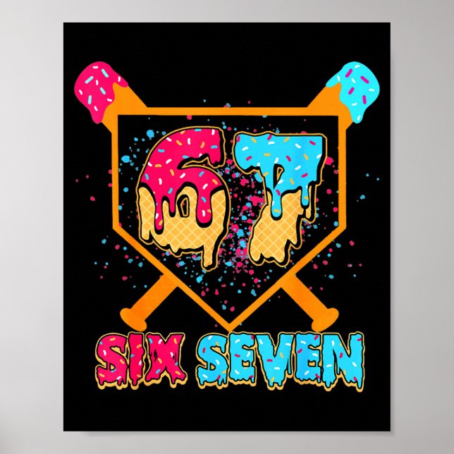 Baseball Drip Number 67 Player Or 67th Birthday Bo Poster (Front)