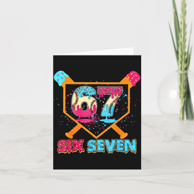 Baseball Drip Number 67 Player Or 67th Birthday  Card (Front)