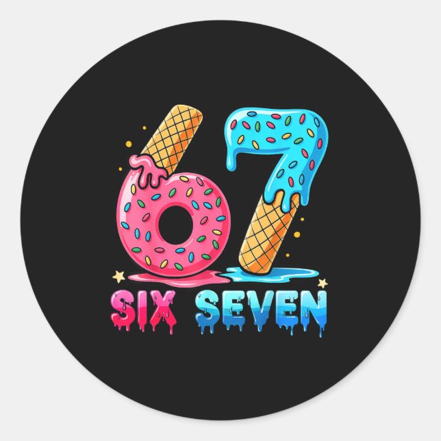 Baseball Drip Number 67 Player Or 67th Birthday  Classic Round Sticker (Front)