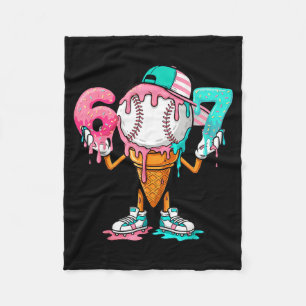 Baseball Drip Number 67 Player Or 67th Birthday  Fleece Blanket