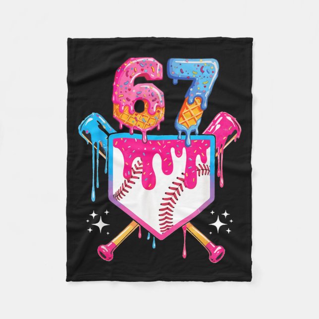 Baseball Drip Number 67 Player Or 67th Birthday  Fleece Blanket (Front)