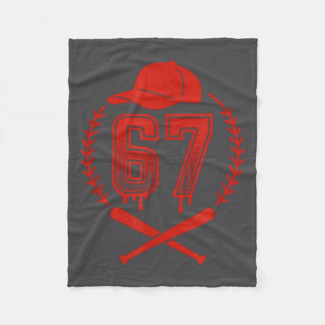 Baseball Drip Number 67 Player Or 67th Birthday  Fleece Blanket (Front)