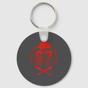 Baseball Drip Number 67 Player Or 67th Birthday  Key Ring